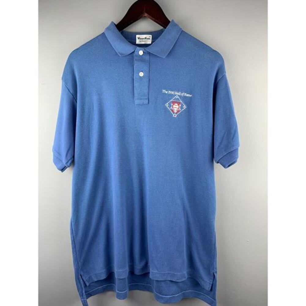 Vtg Baseball Hall of Fame Polo Shirt Mens‎ Large Winner Mate Blue 1990